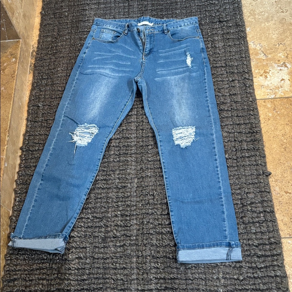 Women's Blue Distressed Jeans